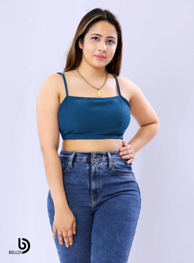 SPAGHETTI STRAP CROP TOP - BLUE