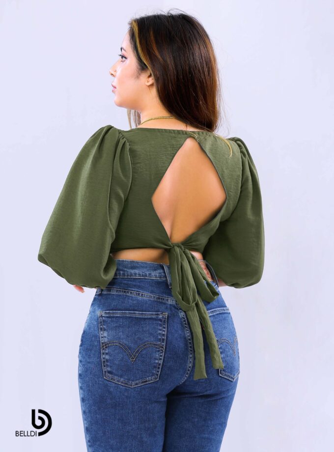 V NECK CROP TOP