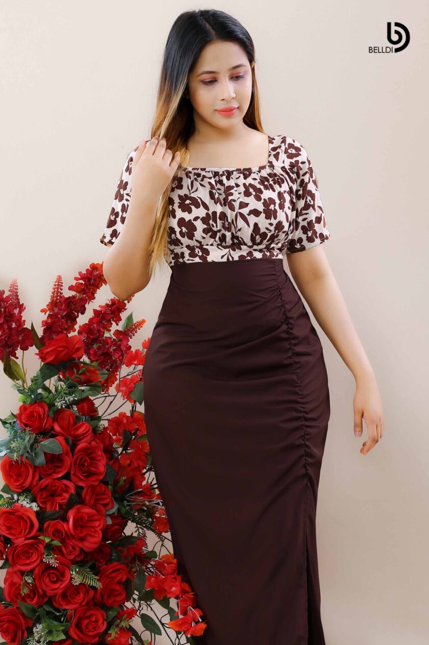 SQUARE NECK SHORT SLEEVE DRESS - Image 2