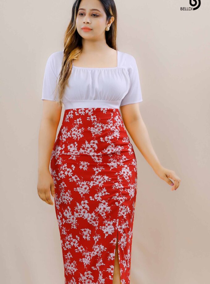 SQUARE NECK SHORT SLEEVE DRESS