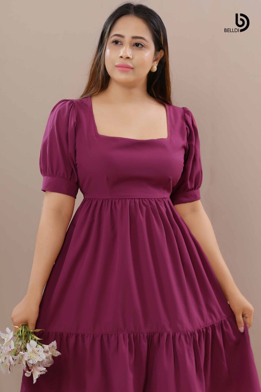 SQUARE NECK PINK SHORT DRESS - Image 3