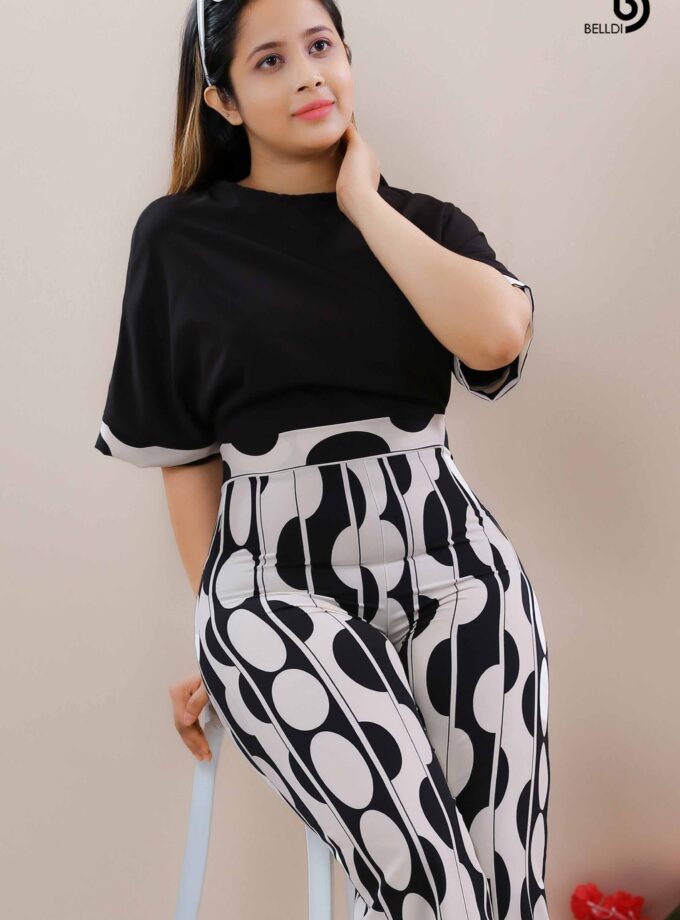 BATWING SLEEVE TWO TONE JUMPSUIT