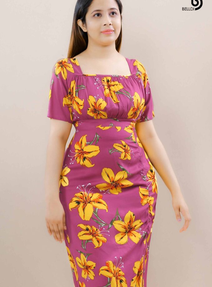 SQUARE NECK SHORT SLEEVE DRESS