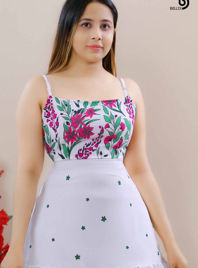 SQUARE NECK SPAGHETTI STRAPS PRINTED LONG DRESS