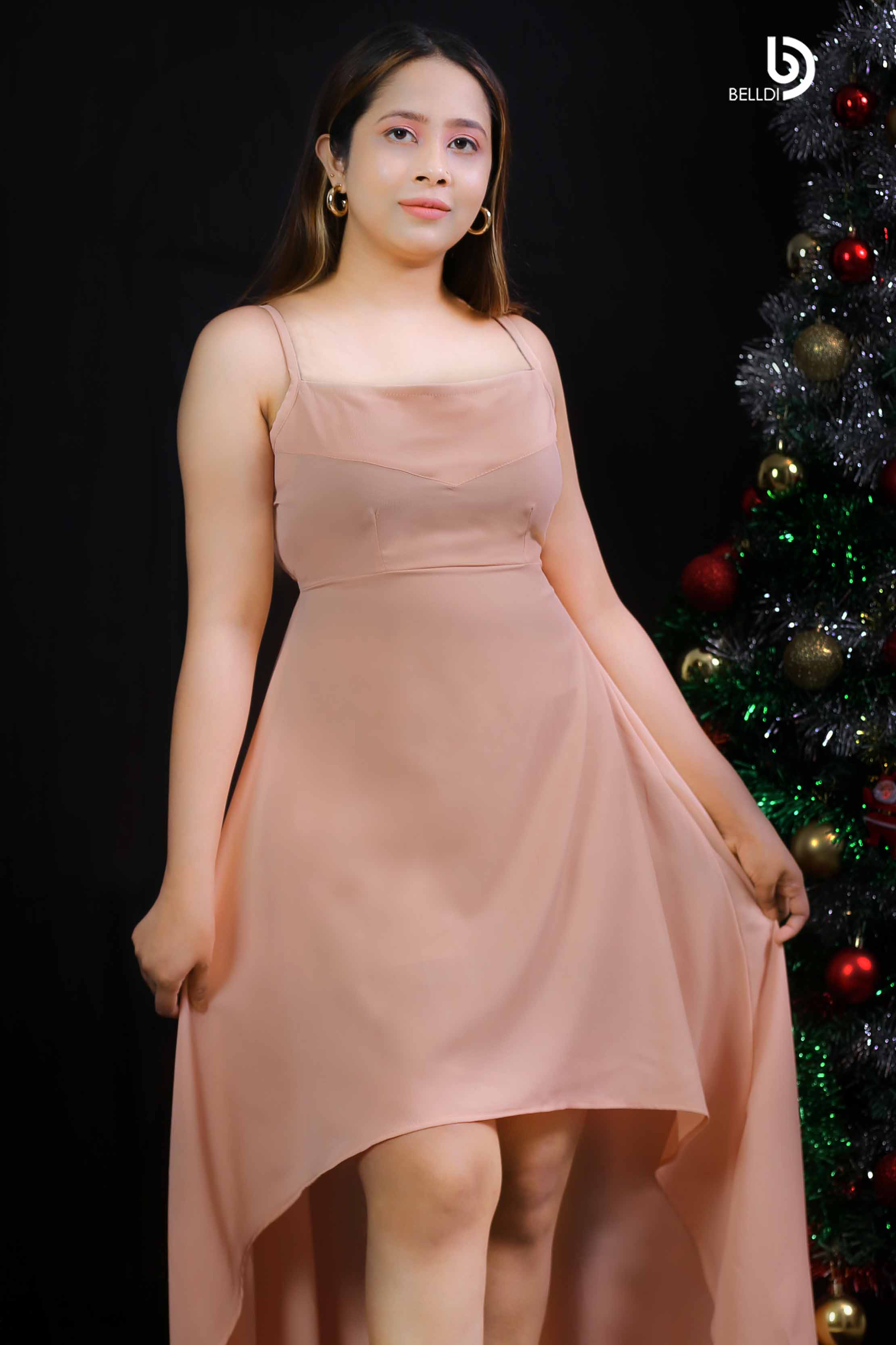 SPAGHETTI STRAP SQUARE NECK HIGH LOW DRESS - Image 2