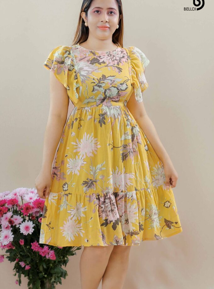 BUTTERFLY SLEEVE SHORT DRESS