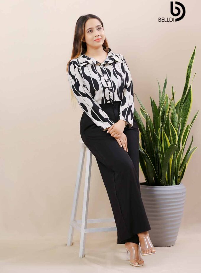 PRINTED LONG SLEEVE BLOUSE