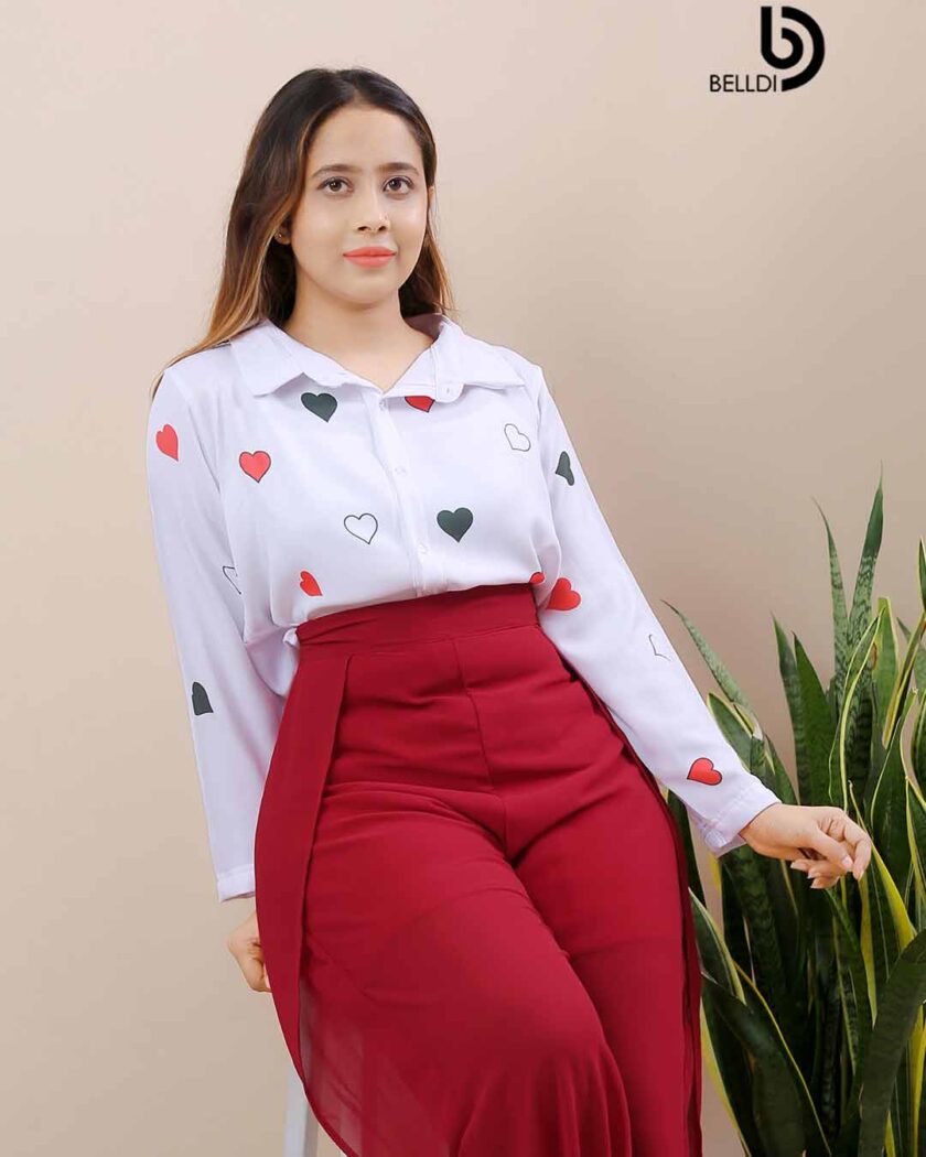 PRINTED LONG SLEEVE BLOUSE