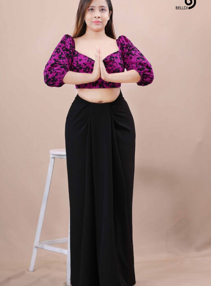 LONG SLEEVE FLORAL CROP TOP