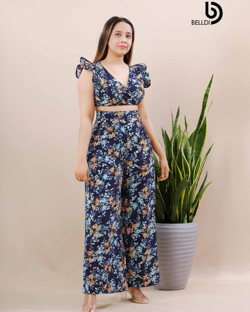 HIGH WAIST PANT - BLUE FLORAL