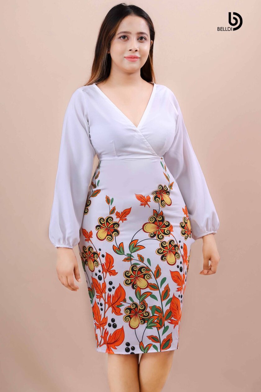 CROSS NECK LONG SLEEVE SHORT DRESS - Image 2