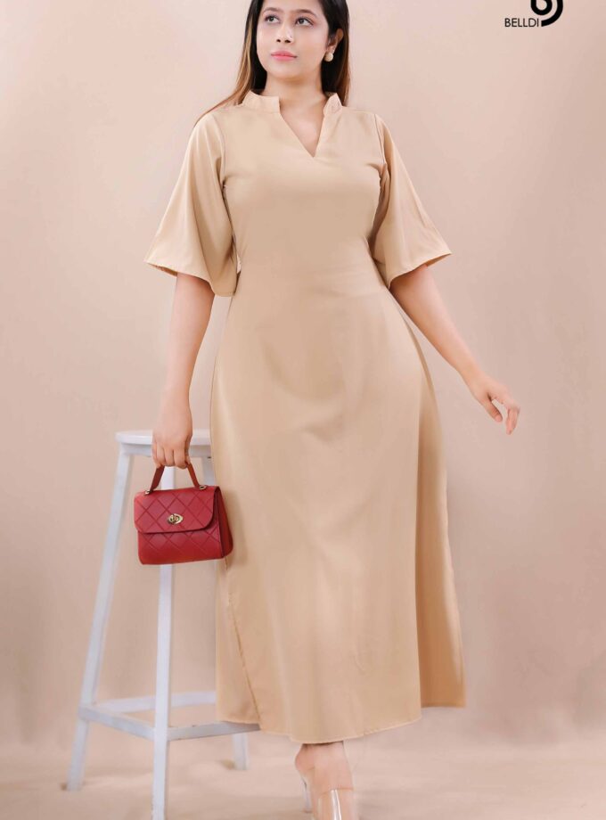 MANDARIN COLLAR LONG DRESS