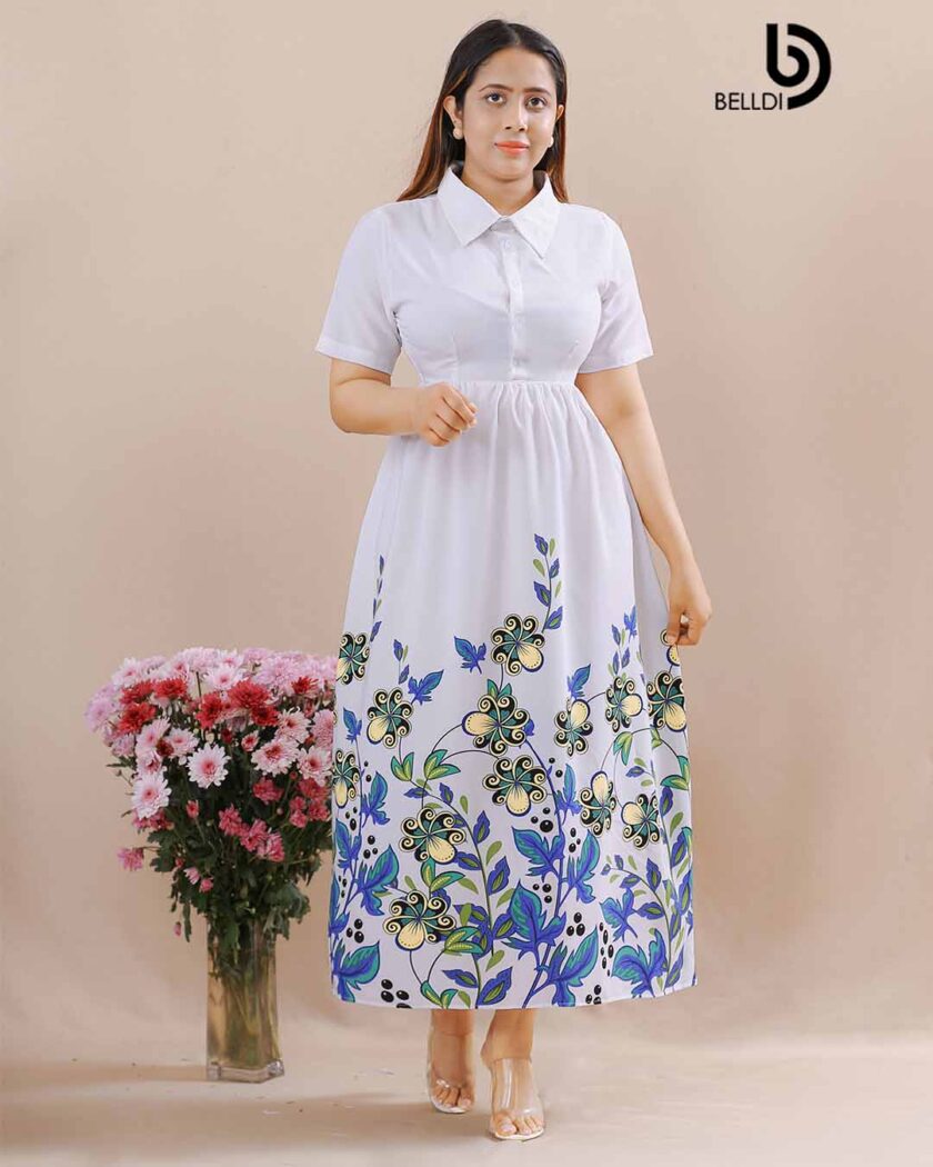 SHIRT COLLER SHORT SLEEVEE LONG DRESS - Image 2