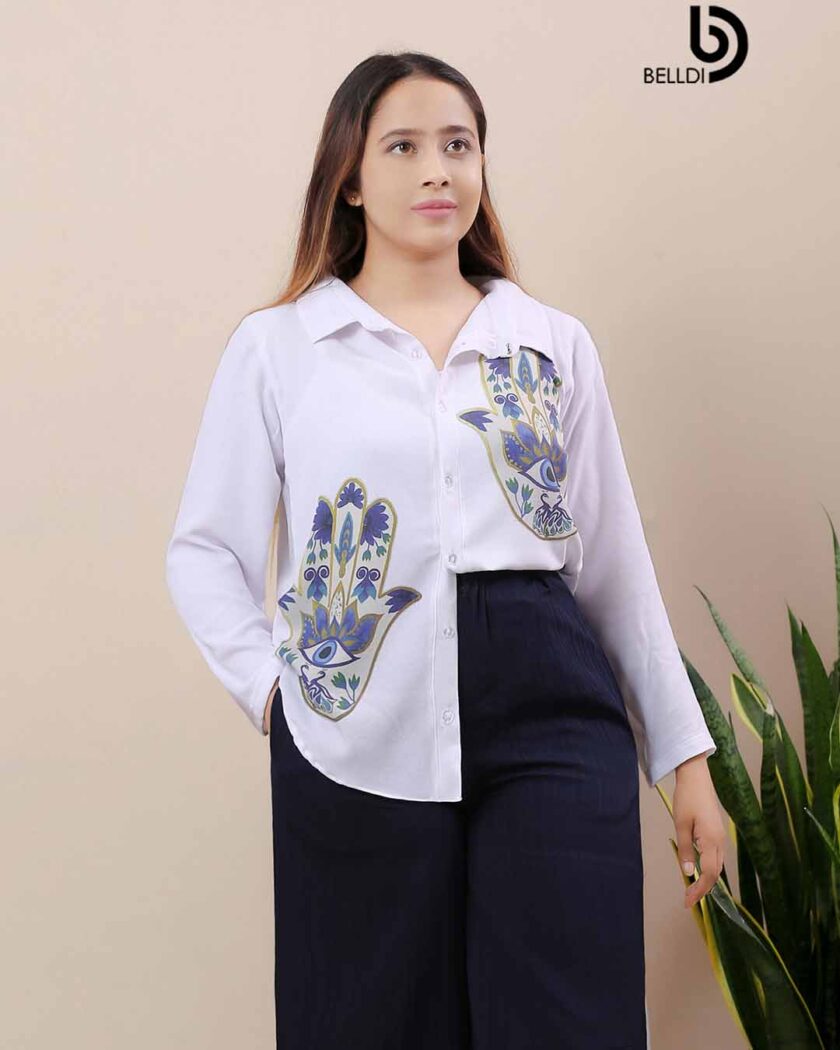 PRINTED LONG SLEEVE BLOUSE