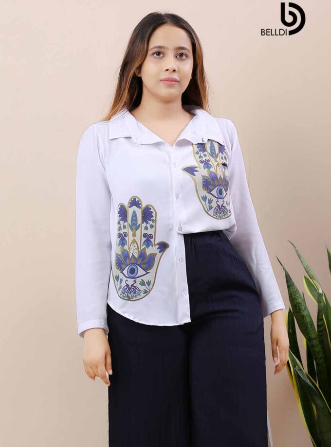 PRINTED LONG SLEEVE BLOUSE