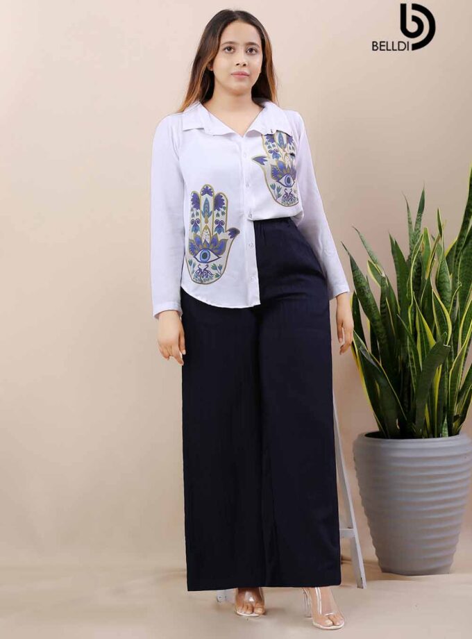 PRINTED LONG SLEEVE BLOUSE