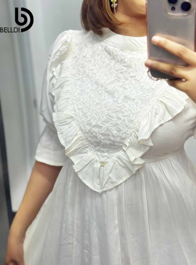 PUFF SLEEVE WHITE SHORT DRESS