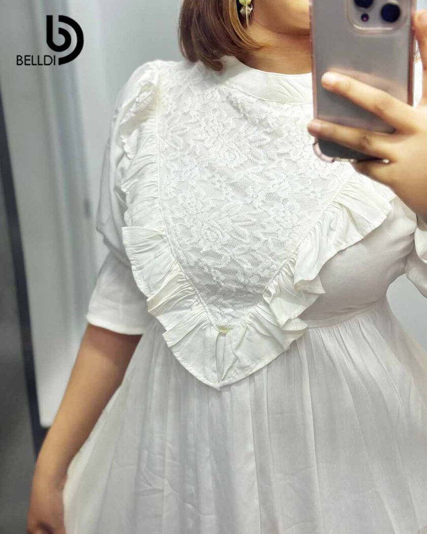 PUFF SLEEVE WHITE SHORT DRESS - Image 4