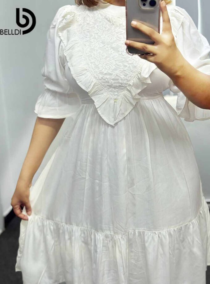 PUFF SLEEVE WHITE SHORT DRESS
