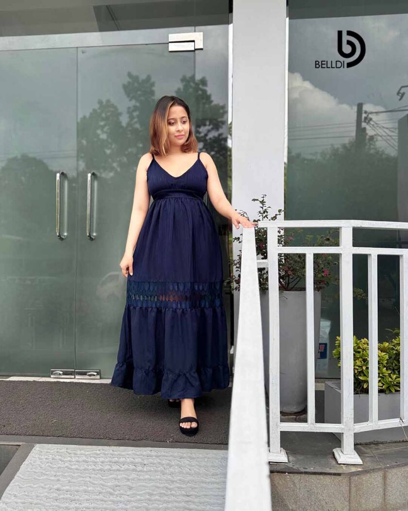 V-NECK SPAGHETTI STRAP  LONG DRESS - Image 3