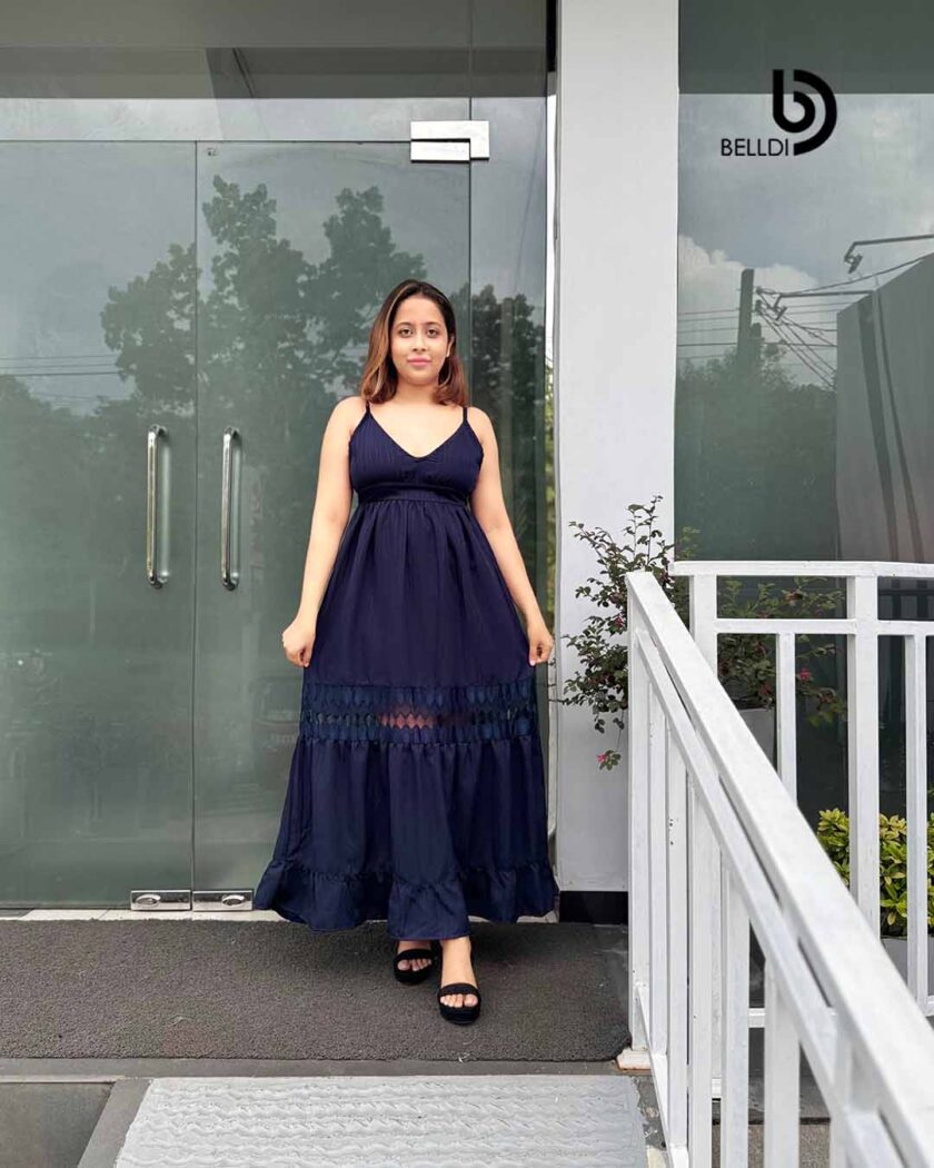 V-NECK SPAGHETTI STRAP  LONG DRESS