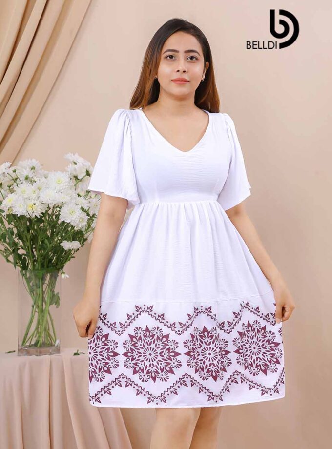 V NECK BELL SLEEVE SHORT DRESS