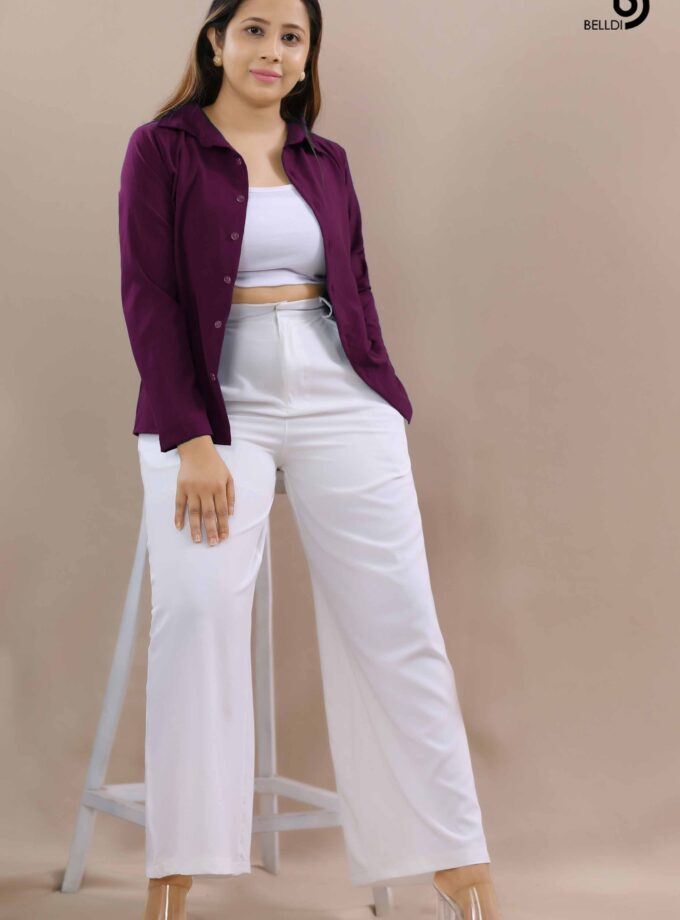 PLANE LONG SLEEVE BLOUSE