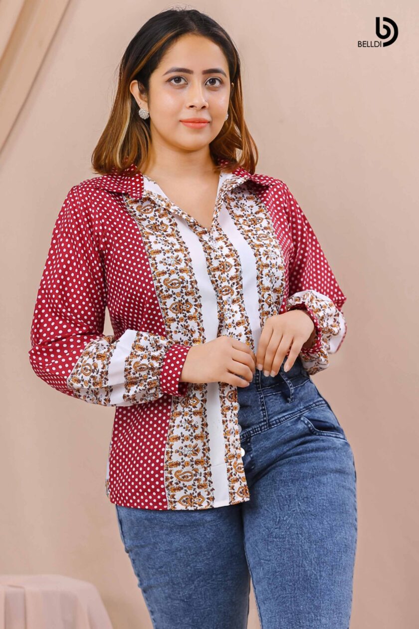 PRINTED LONG SLEEVE BLOUSE