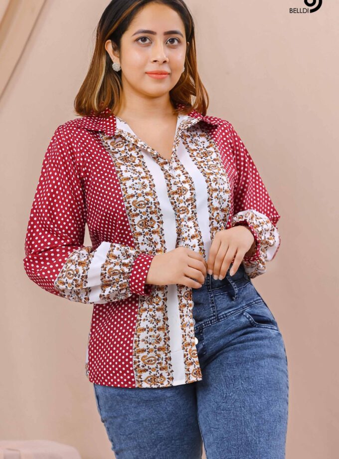 PRINTED LONG SLEEVE BLOUSE