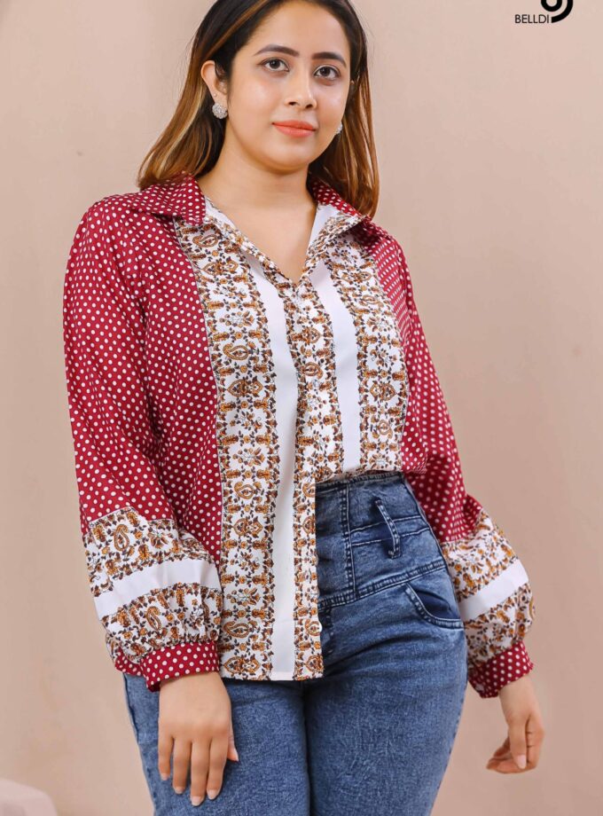 PRINTED LONG SLEEVE BLOUSE