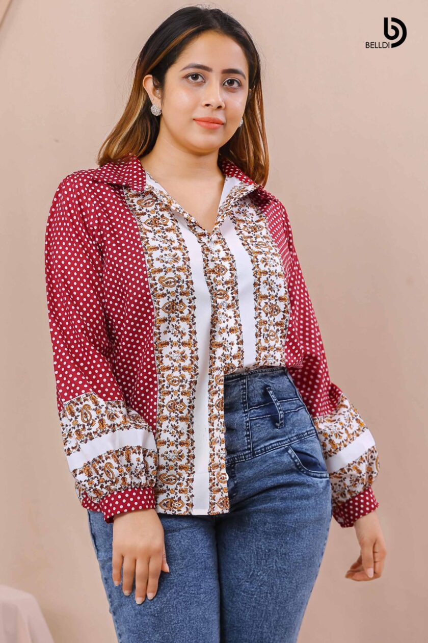 PRINTED LONG SLEEVE BLOUSE - Image 3
