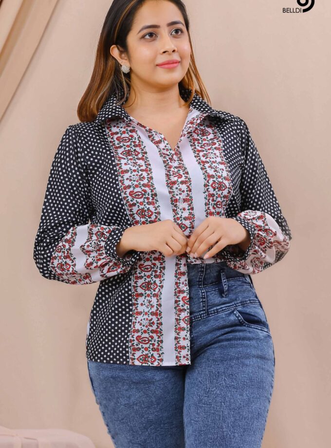 PRINTED LONG SLEEVE BLOUSE