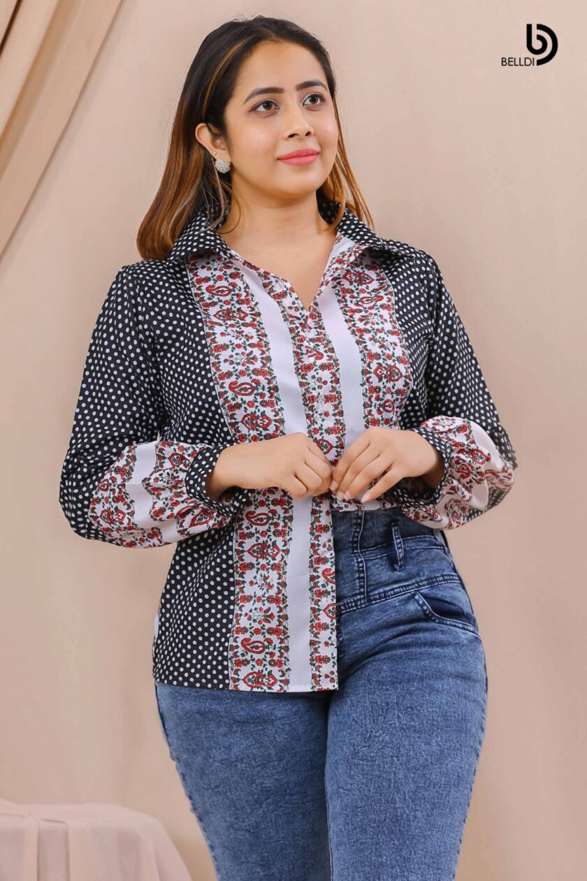 PRINTED LONG SLEEVE BLOUSE - Image 3