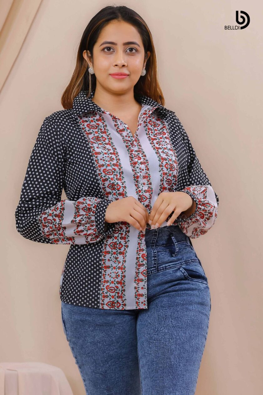 PRINTED LONG SLEEVE BLOUSE
