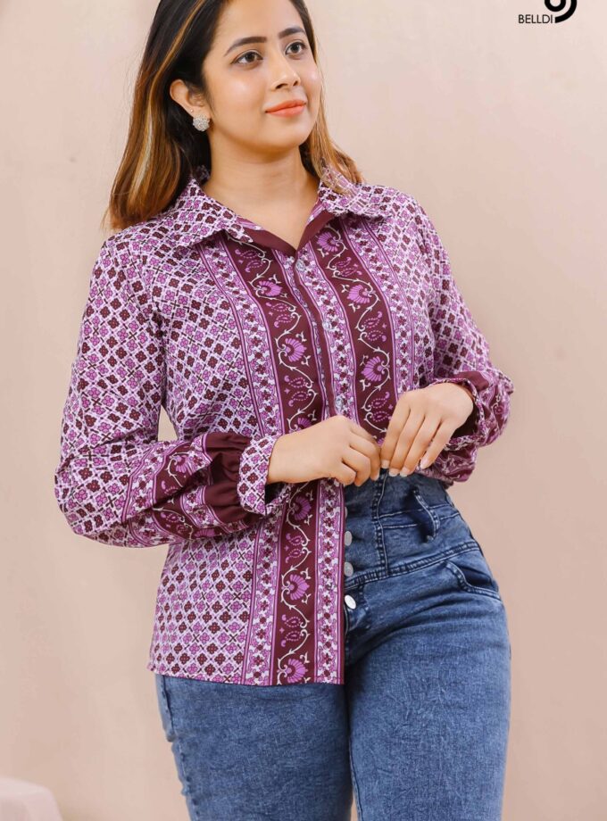 PRINTED LONG SLEEVE BLOUSE