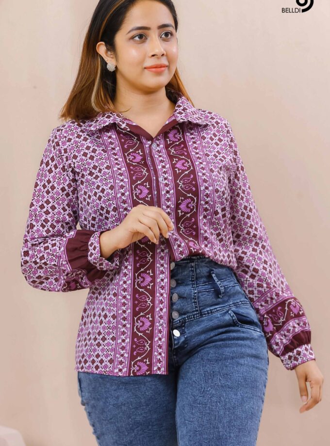 PRINTED LONG SLEEVE BLOUSE