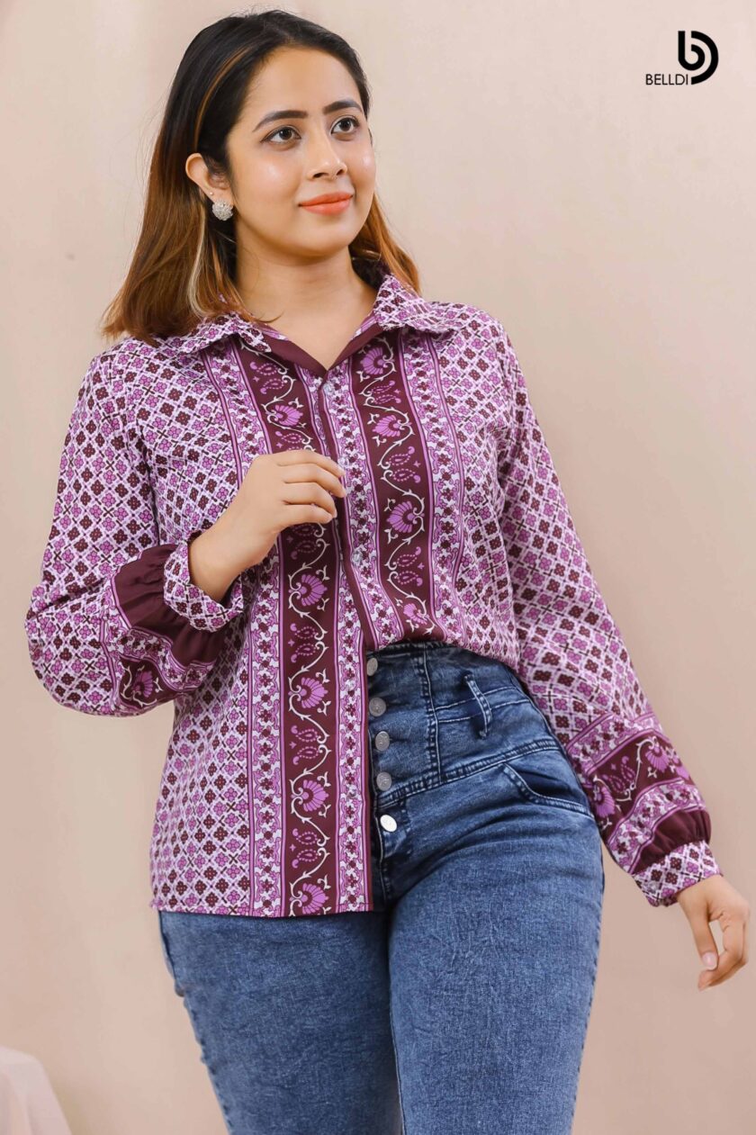 PRINTED LONG SLEEVE BLOUSE