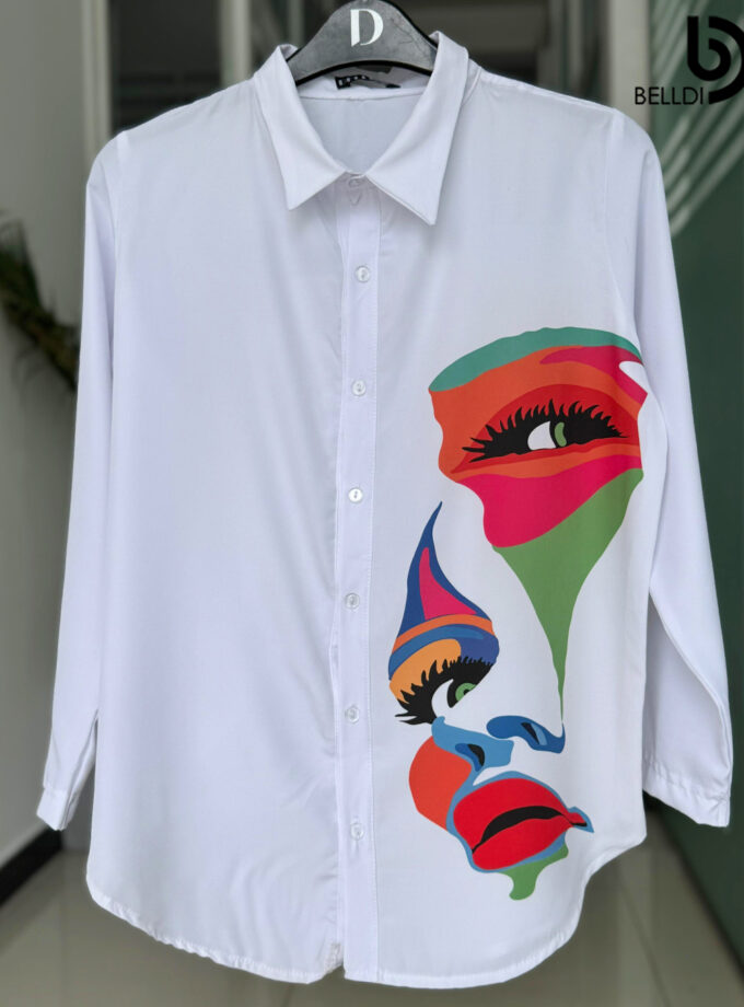 PRINTED LONG SLEEVE BLOUSE