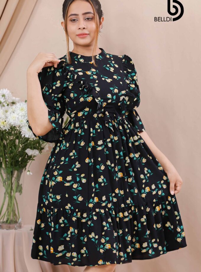 PUFF SLEEVE SHORT DRESS