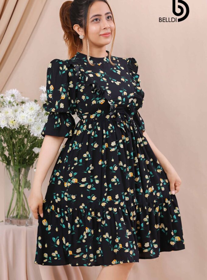 PUFF SLEEVE SHORT DRESS