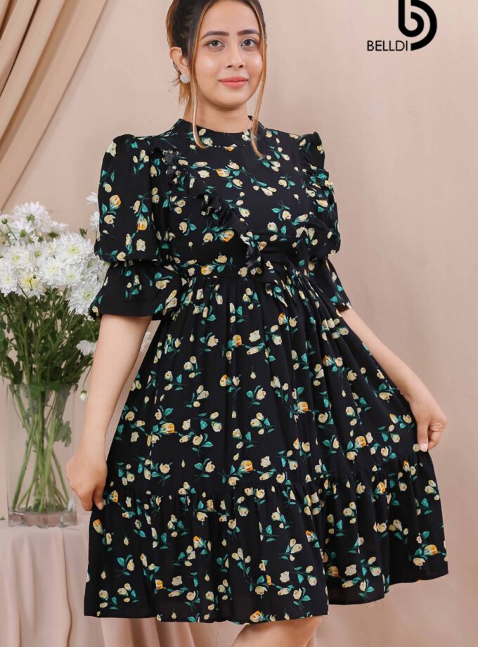 PUFF SLEEVE SHORT DRESS