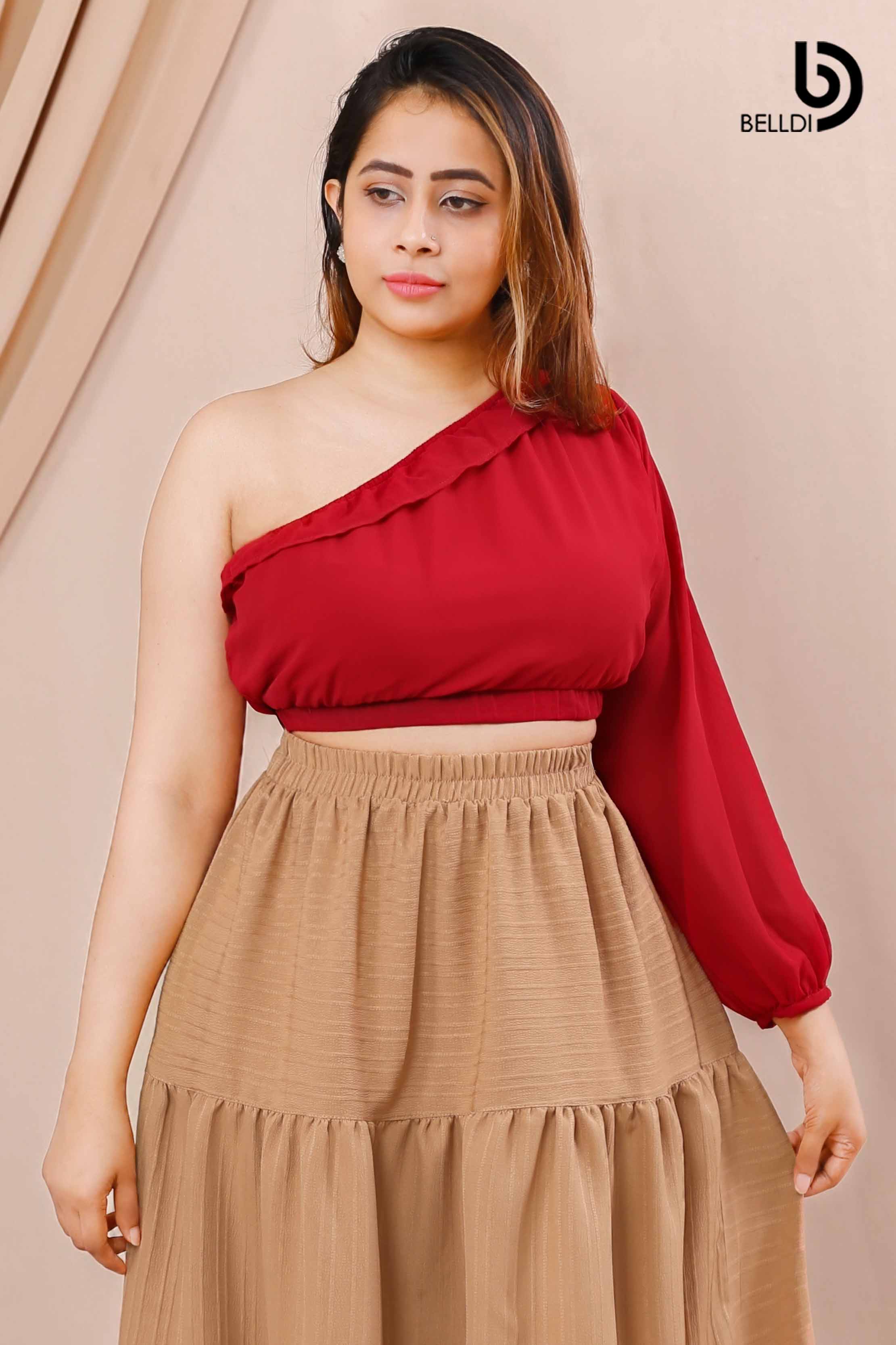 ONE SHOULDER LONG SLEEVE TOP