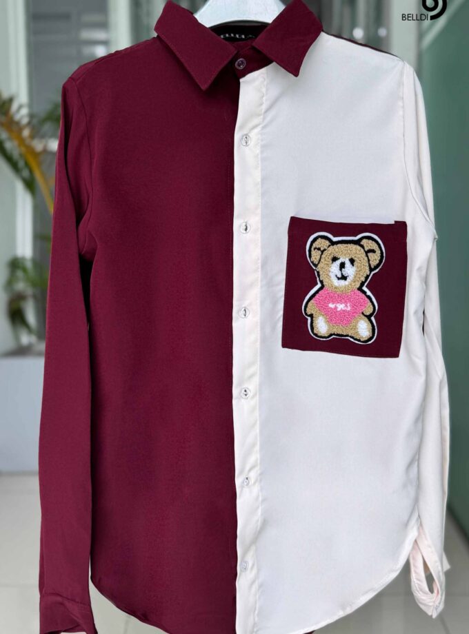 TWO TONE LONG SLEEVE BLOUSE