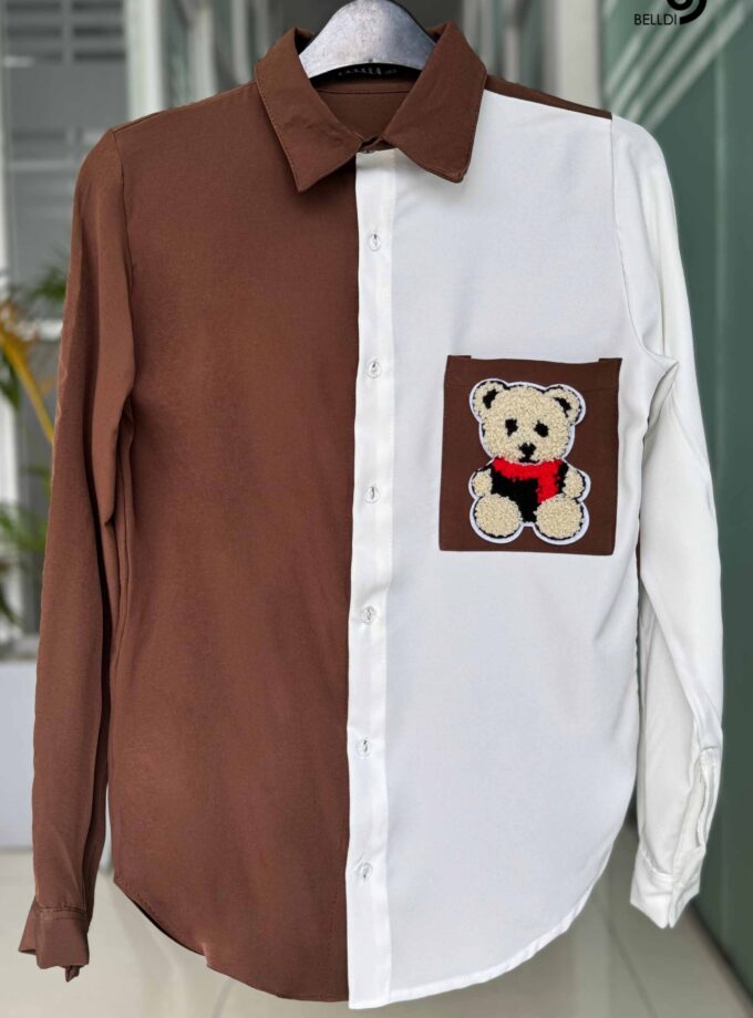 TWO TONE LONG SLEEVE BLOUSE