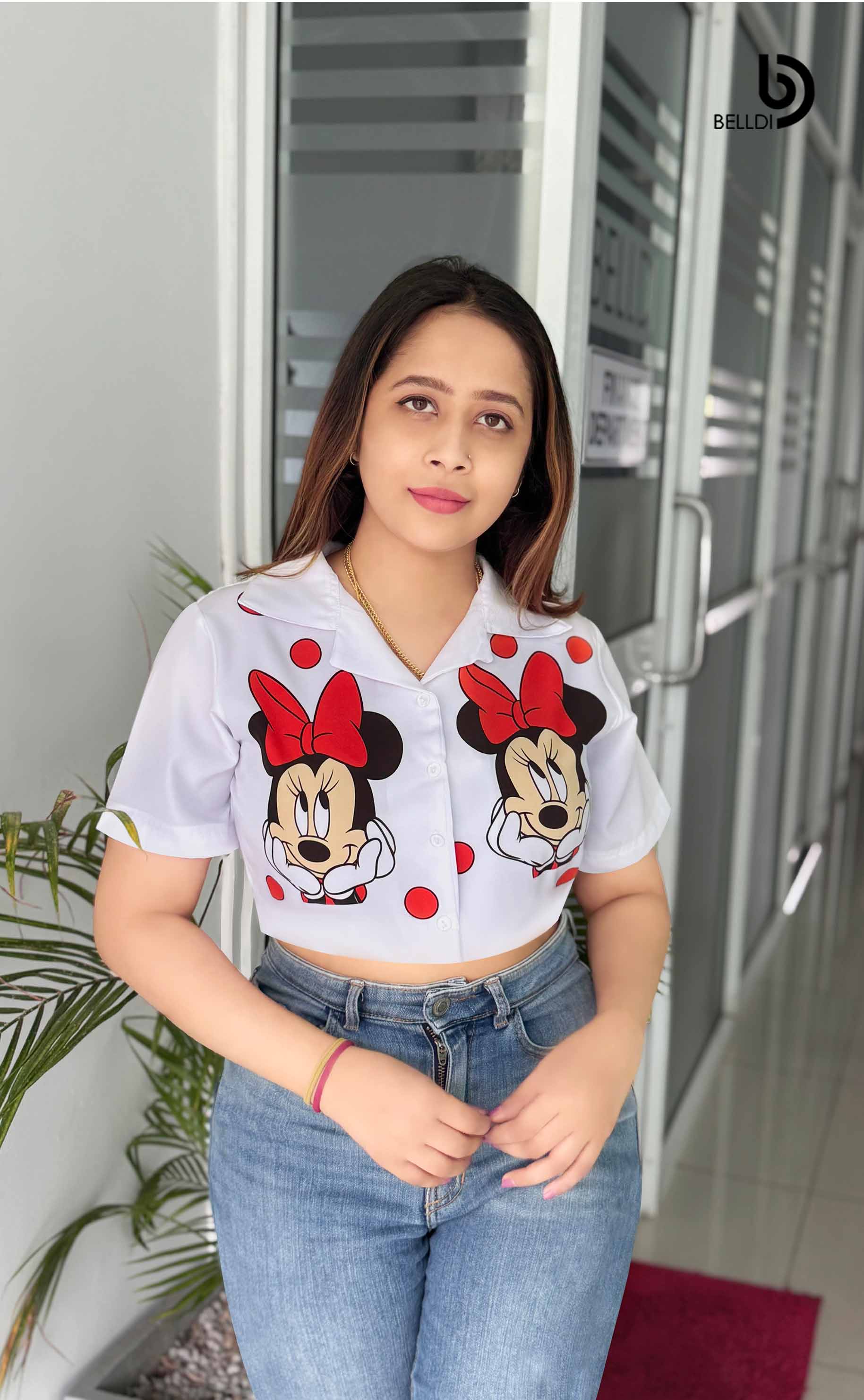 SHORT SLEEVE FRONT OPENED CROP TOP - Image 3