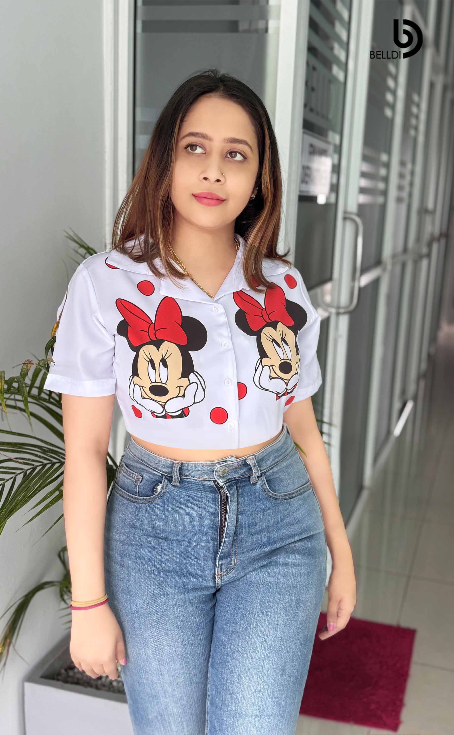 SHORT SLEEVE FRONT OPENED CROP TOP - Image 4