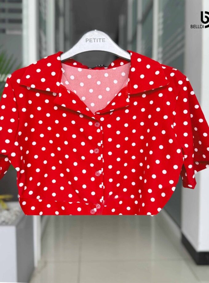SHORT SLEEVE FRONT OPENED CROP TOP