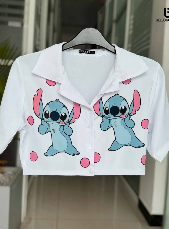 SHORT SLEEVE FRONT OPENED CROP TOP