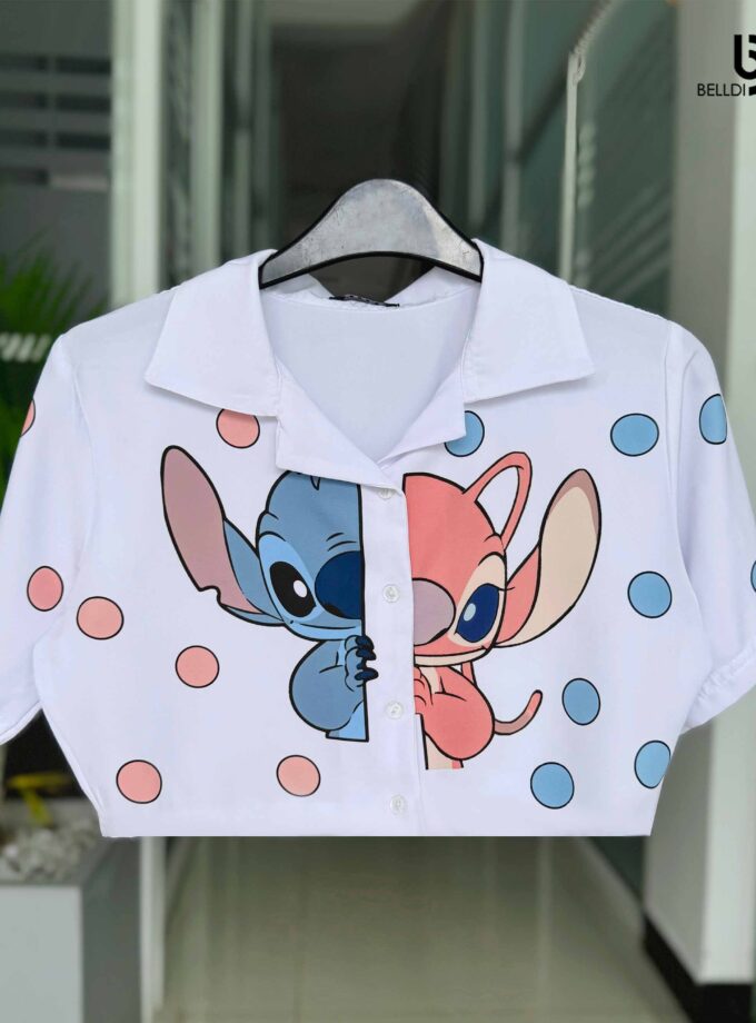 SHORT SLEEVE FRONT OPENED CROP TOP