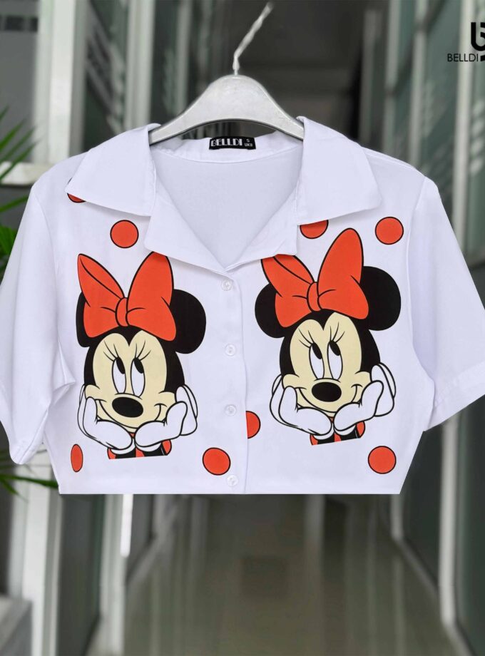 SHORT SLEEVE FRONT OPENED CROP TOP
